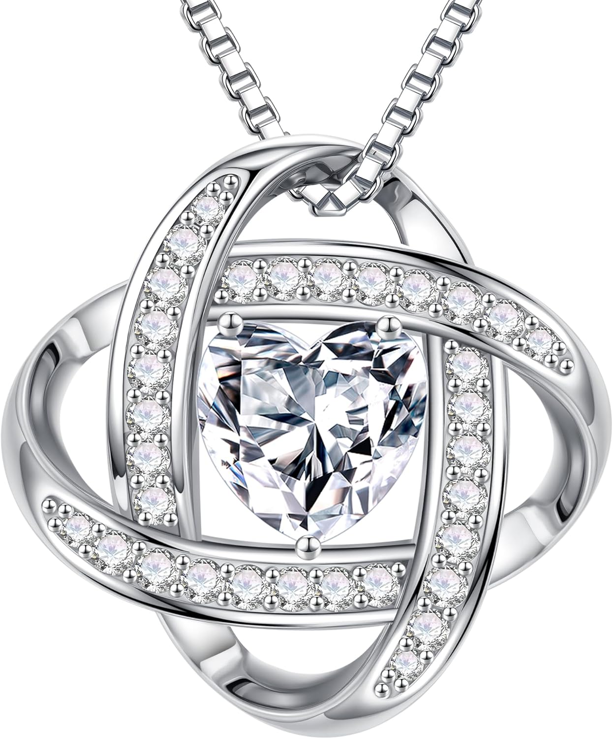 MOOSEA Love Knot Moissanite Necklace for Women, 1-3 ct D Color VVS1 Clarity Moissanite Pendant Necklace 925 Sterling Silver, Anniversary Birthday Gifts for Women Wife Mom Girlfriend Jewelry Gifts