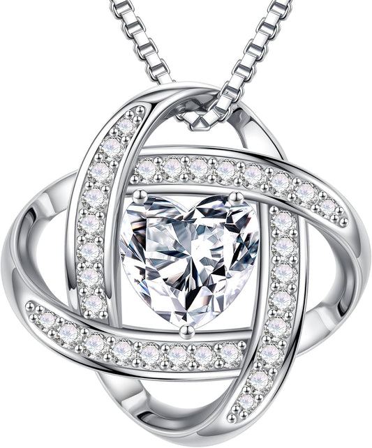 MOOSEA Love Knot Moissanite Necklace for Women, 1-3 ct D Color VVS1 Clarity Moissanite Pendant Necklace 925 Sterling Silver, Anniversary Birthday Gifts for Women Wife Mom Girlfriend Jewelry Gifts