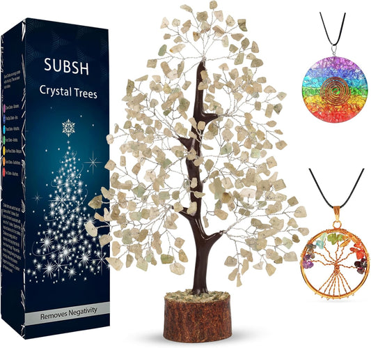 Green Jade Stone Money Tree | Tree of Life | Energy Healing Stones | Feng Shui Bonsai | Reiki Crystal Healing | Good Luck | Chakra Tree | Spiritual | Crystal Gifts | Office Home Decor