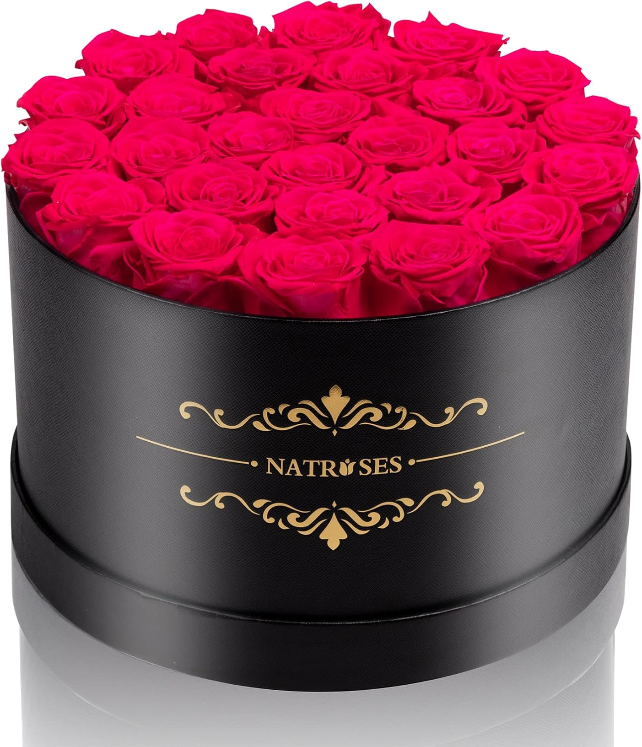 NATROSES 27 Piece Forever Preserved Roses in a Box, Preserved Flowers for Delivery Birthday, Flowers Gifts for Mothers Day, Hot Pink