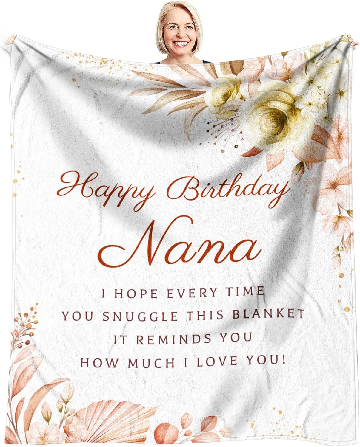 Nana Birthday Gifts from Grandkids Throw Blankets 60" x 50", Happy Birthday Nana Gifts, Birthday Gifts for Nana from Grandson Granddaughter, Nana Gifts for Birthday from Grandchildren