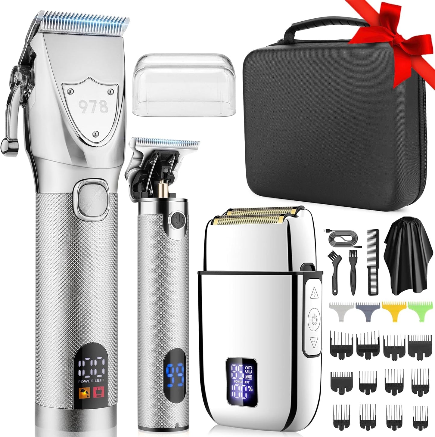 Lanumi Professional Hair Clippers Electric Razor Shavers Men 3 Piece Set Rechargeable Clippers and Trimmers Beard Trimmer Barber Kit with Travel Case Clippers for Hair Cutting Gifts for him