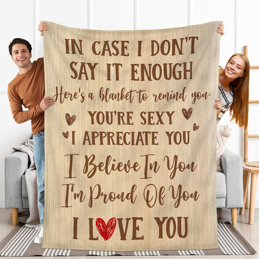 Couple Gifts for Girlfriend Boyfriend - Soft Fleece Throw Blankets 50x60 in - Wedding Anniversary Birthday Gifts for Him Her Husband Wife Women Men, I Love You Blanket