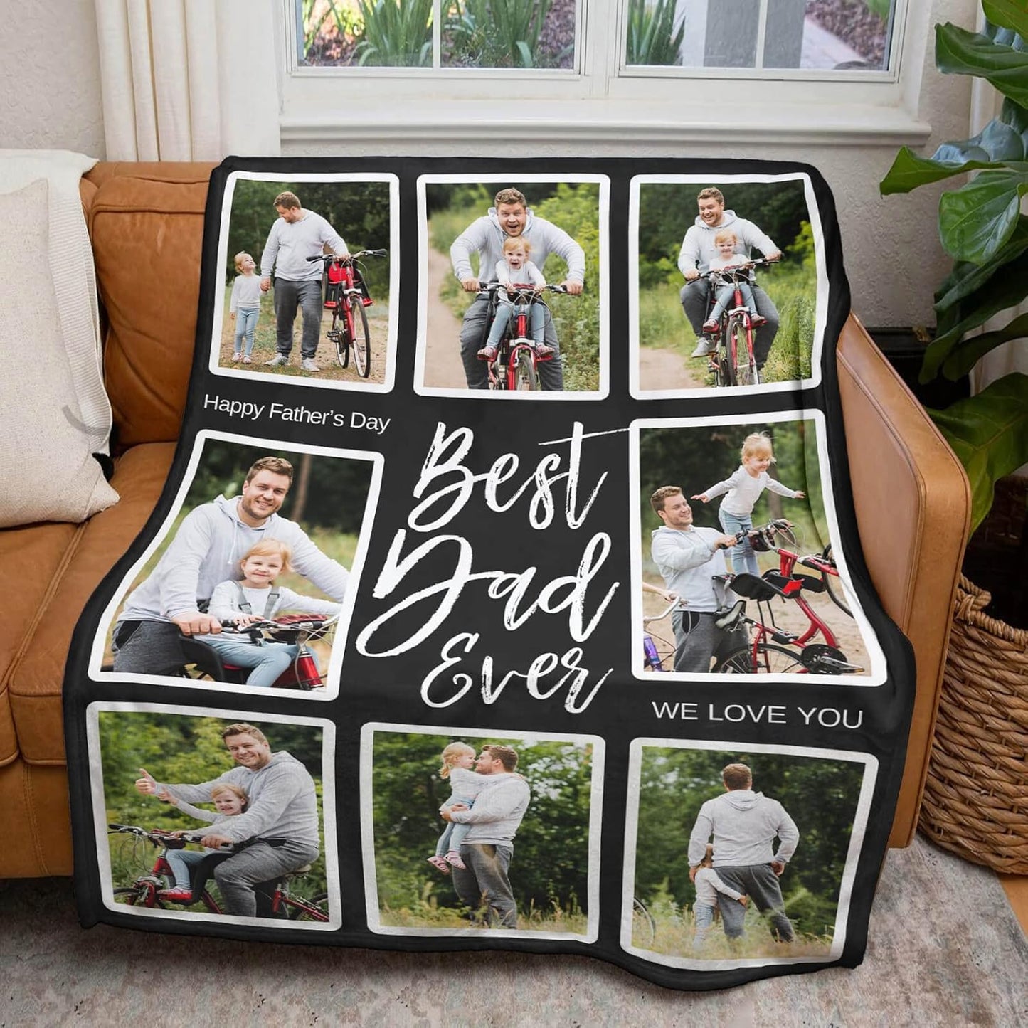 Custom Blankets with Photo, Personalized Photo Blankets Fathers Day Personalized Gifts for Dad from Daughter Son Customized Blanket with Picture