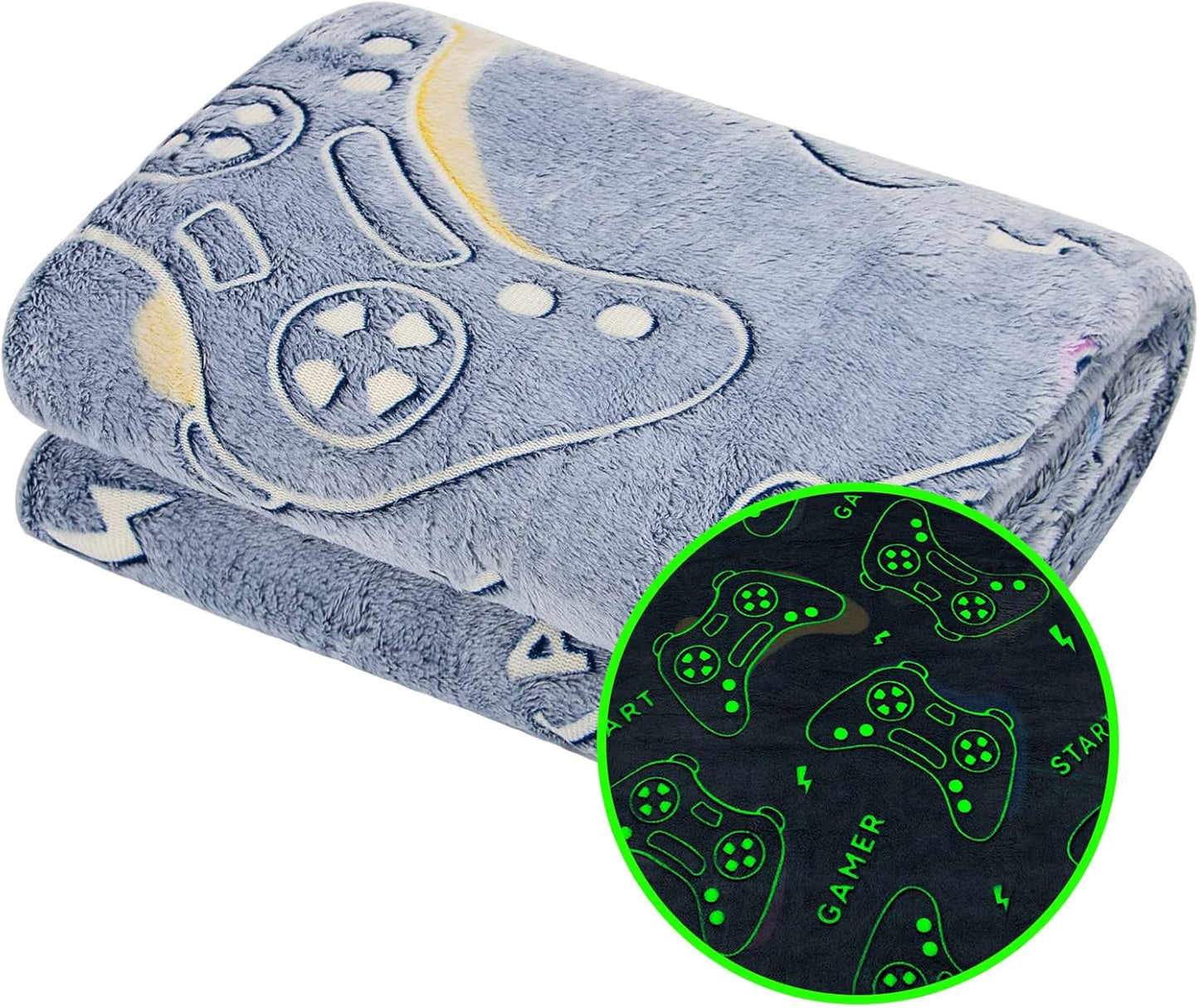 Glow in The Dark Blanket Game Controller Throw Blanket, Gamer Gifts Toys for Kids Boyfriend, Boys Teen Soft Cozy Gaming Blanket Gamer Gifts Game Decor Blankets for Home Bedroom 50"x60"