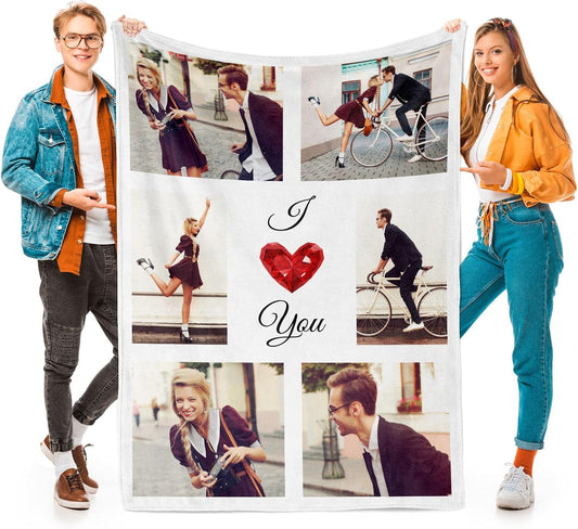 I Love You Gifts for Couples, Custom Blanket with Photos, Personalized Blankets with Pictures, Photo Blankets Using My Own Photos, Personalised Gifts for Girlfriends, Boyfriends