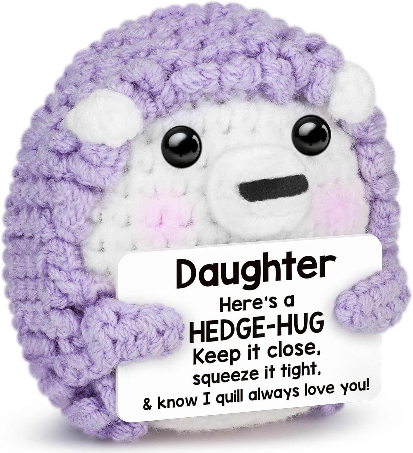 Daughter Gifts from Mom Dad, Mini Funny Crochet Hedgehog for Year Old Little Girl Kid from Mother Father, Best for Birthday, Christmas Stocking Stuffers Easter Graduation, Teen Girls Teenage Gifts