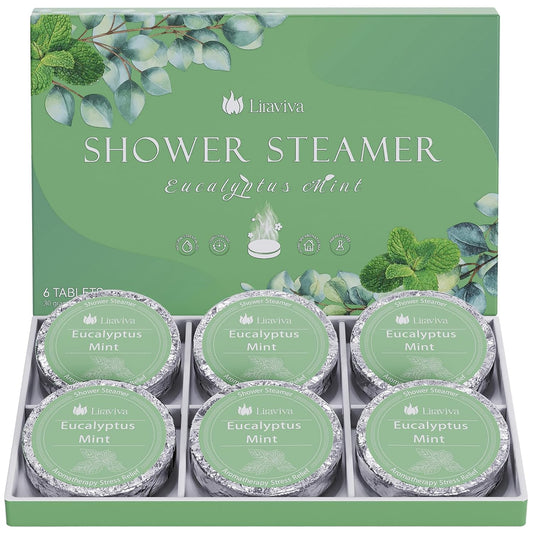 Eucalyptus Mint Shower Steamers 6-Pack – Eucalyptus for Shower with Menthol Aromatherapy Tablets – Sinus Relief & Congestion – Spa Gifts for Men & Women