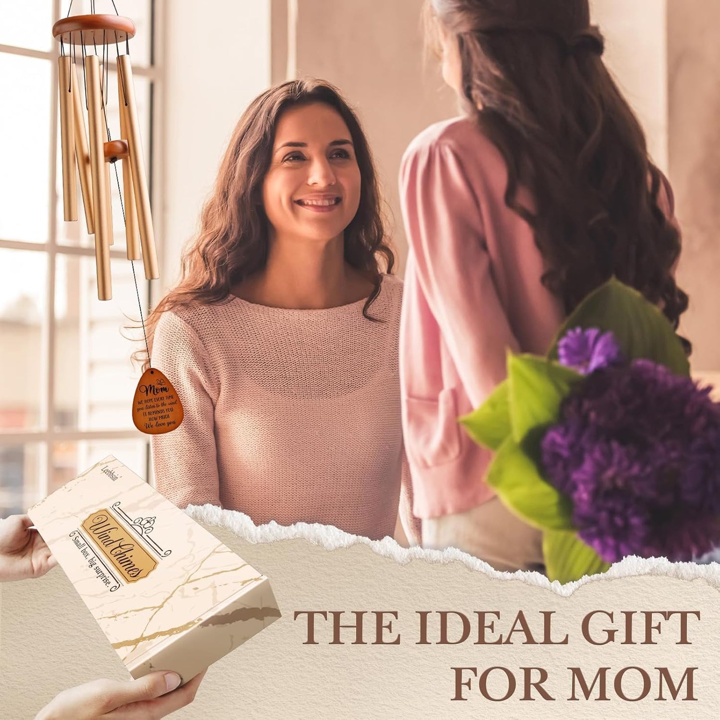 Gifts for Mom, Moms Wind Chimes, Mother’s Day Best Gift for Mom, Mother Birthday Gift from Daughter Son, Love Reminder Gifts for Birthday Thanksgiving Christmas, Large-36''
