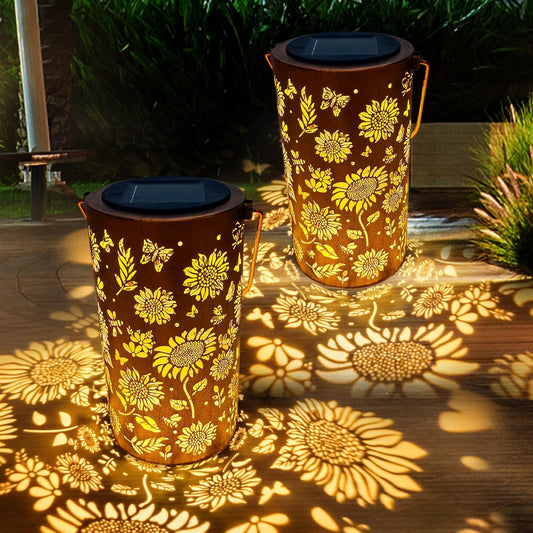 2Pack Sunflower Solar Lanterns Outdoor Waterproof, Birthday Gifts for Women Mom Grandma, Hanging Solar Lights for Yard, Patio, Porch, Garden Decor, Christmas Gifts for Her/Him