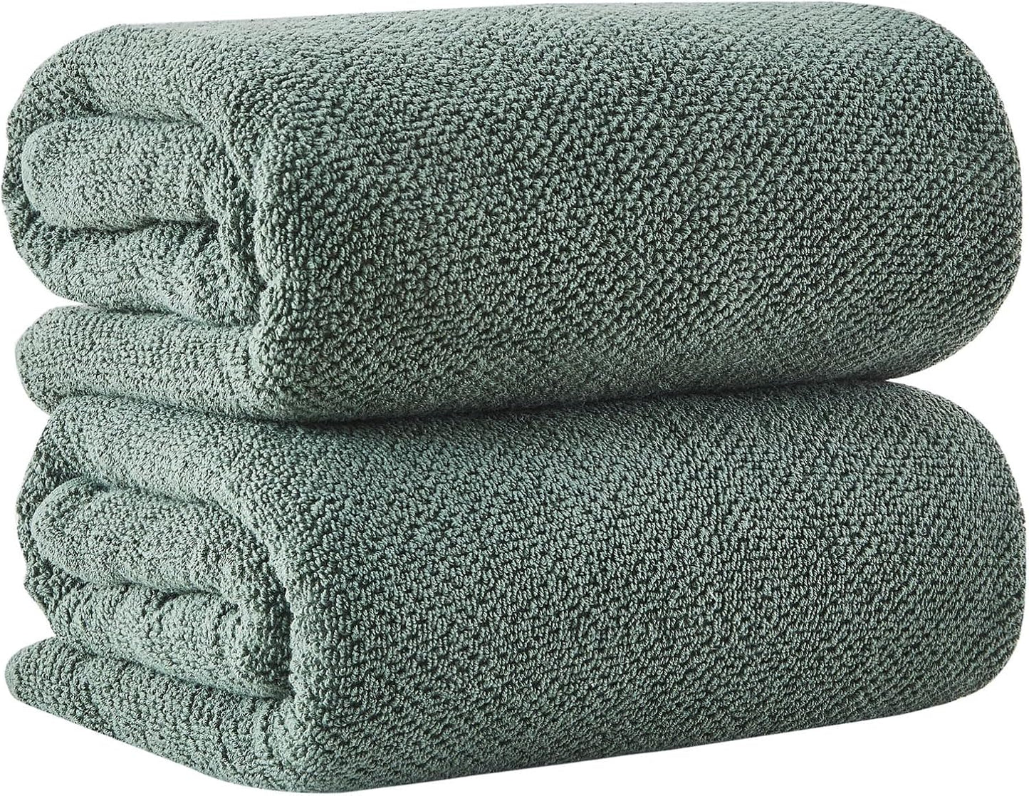 Green Bath Sheets - 100% Cotton Oversized 2 Pack 68x35 Extra Large Towel Set - Absorbent, Quick-Drying, Durable Oversized Bath Towel for Bathroom Décor