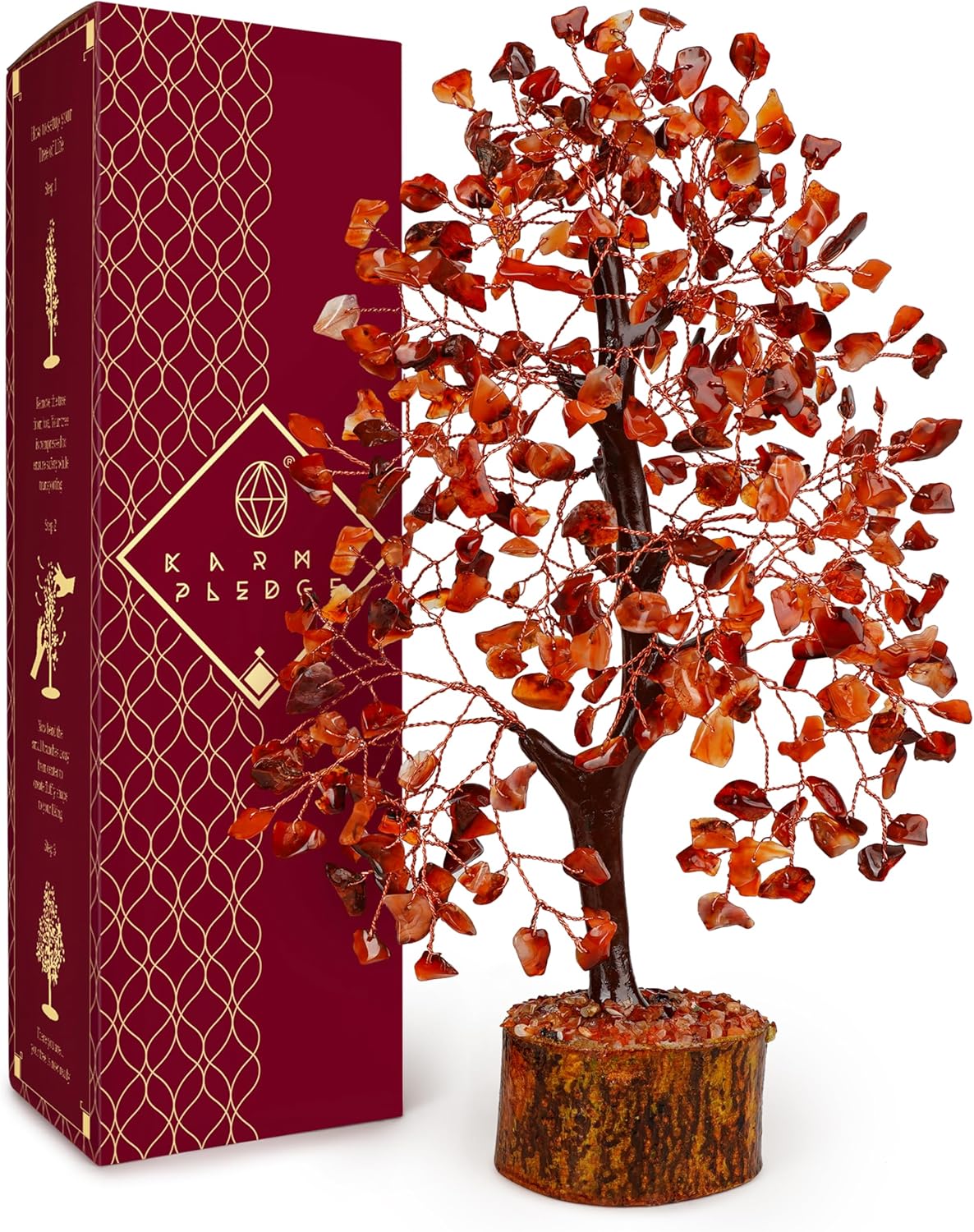 Crystal Tree of Life Carnelian Healing Crystal Trees for Home & Office Decoration, Handmade Crystal Money Bonsai Trees for Positive Energy, Good Luck, Christmas Decor, Birthday Gifts for Women, Mom