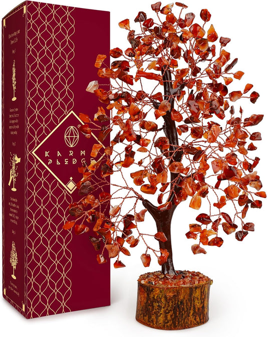 Crystal Tree of Life Carnelian Healing Crystal Trees for Home & Office Decoration, Handmade Crystal Money Bonsai Trees for Positive Energy, Good Luck, Christmas Decor, Birthday Gifts for Women, Mom