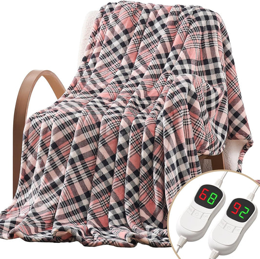 Homemate Electric Blanket Heated King Size - 100“x90“ Ultra Soft Cozy Flannel Heating Blanket with 10 Fast Heat Levels 8 Hours Auto Off Over-Heated Protection ETL Certification Keep Warm in Home