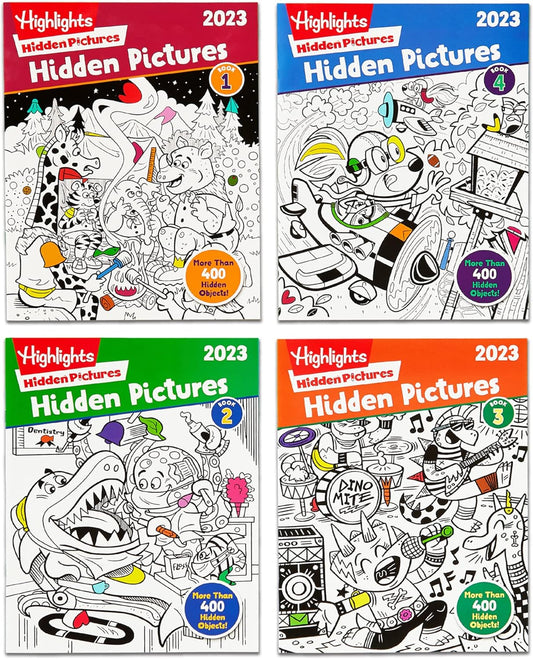 Highlights Hidden Pictures 2023 Special Edition Activity Books for Kids Ages 6 and Up - 4-Book Set of Travel-Friendly Seek-and-Find Activities with Hundreds of Hidden Objects