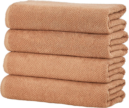 Great Bay Home Orange Bath Towels - 100% Cotton 4 Pack 54x27 Bath Towel Set - Absorbent, Quick-Drying, Durable Towels for Bathroom Decor - Low-Twist, Two-Ply Fibers (Clay)
