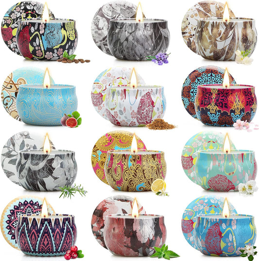 Candles, Candles Gifts for Women, 12 Pack Scented Candles, Soy Candles, Valentines Day Gifts for Women, Stress Relief & Body Relax, Ideal Gifts for Women Birthday, Mothers Day Gifts for Mom
