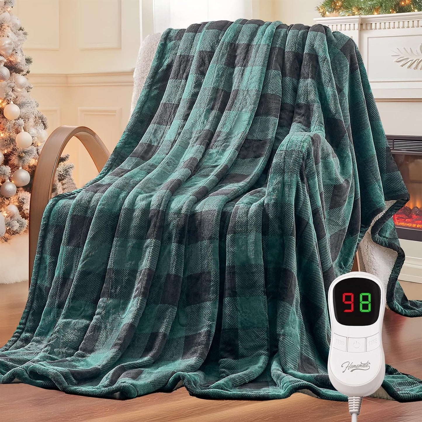 HomeMate Electric Blanket Heated Full Size - 72“x84“ Ultra Soft Cozy Flannel Heating Blanket with 10 Fast Heat Levels 8 Hours Auto Off Over-Heated Protection ETL Certification Keep Warm in Home Office