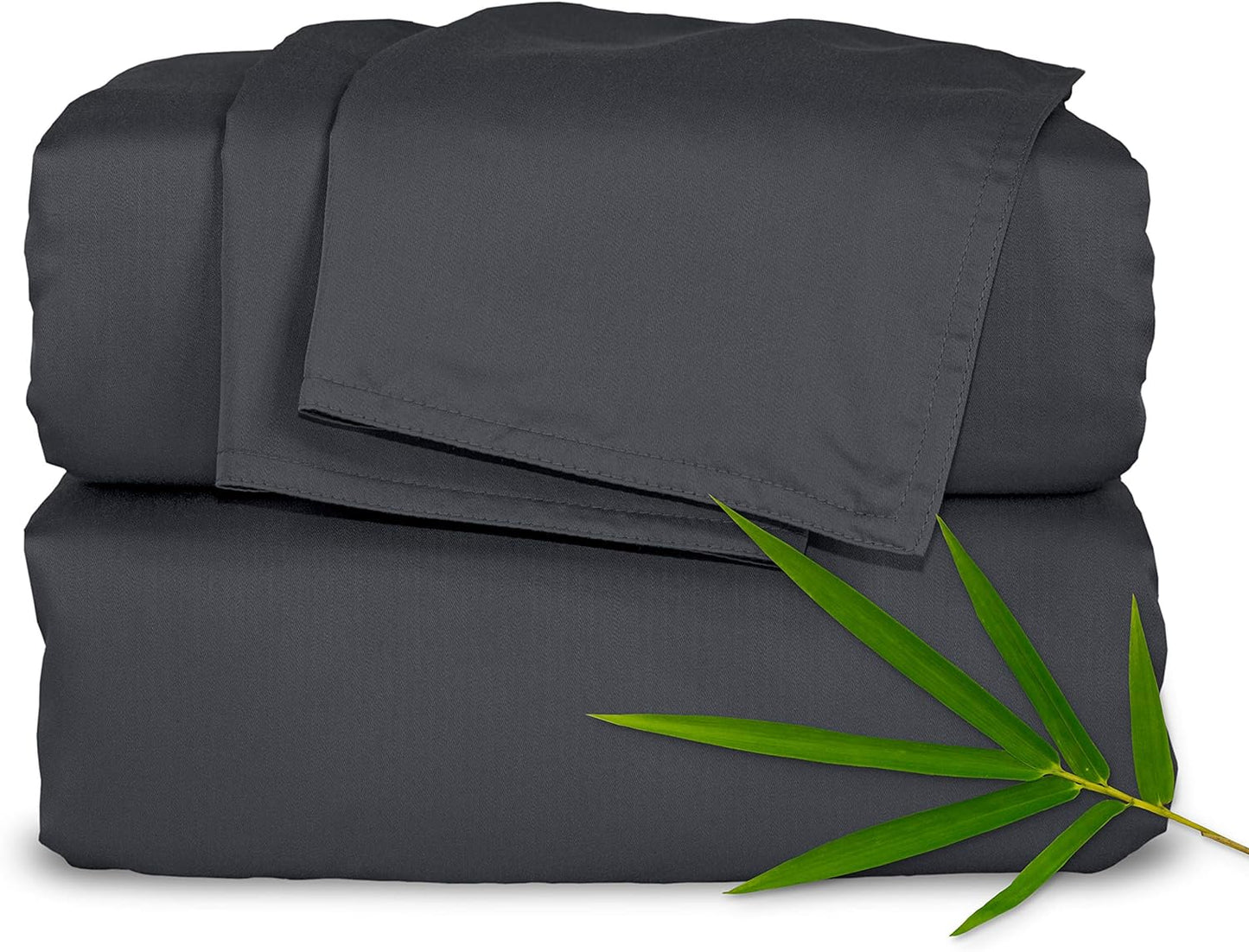 Full Sheets by Pure Bamboo, Genuine 100% Organic Viscose Derived from Bamboo Bed Sheet Set, Luxuriously Soft & Cooling, Double Stitching, Lifetime Quality Promise (Full, Charcoal)