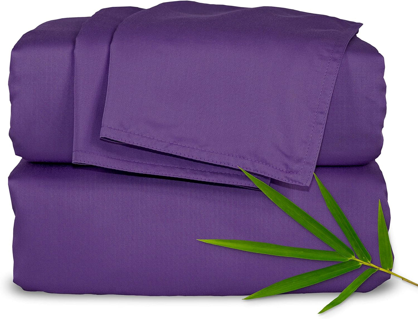 King Sheets by Pure Bamboo, Genuine 100% Organic Viscose Derived from Bamboo Bed Sheet Set, Luxuriously Soft & Cooling, Double Stitching, Lifetime Quality Promise (King, Purple)