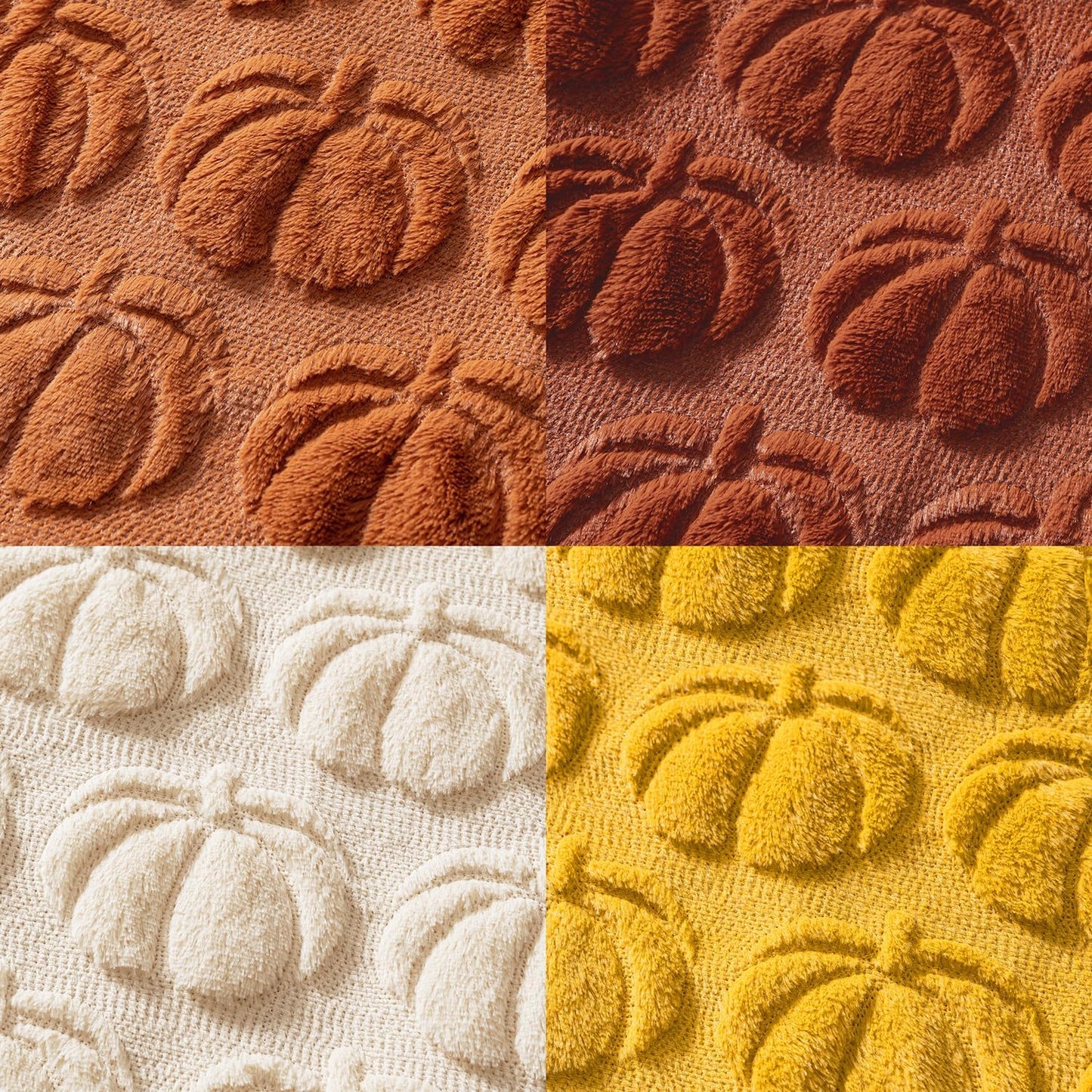 MIULEE Fall Pumpkin Pillow Covers 18x18 Inch Set of 4 - Soft Cozy Plush Decorative Pillows with Embroidered Pumpkin Pattern Autumn Halloween Holiday Decor for Sofa Couch Bed Living Room,Rust-Yellow