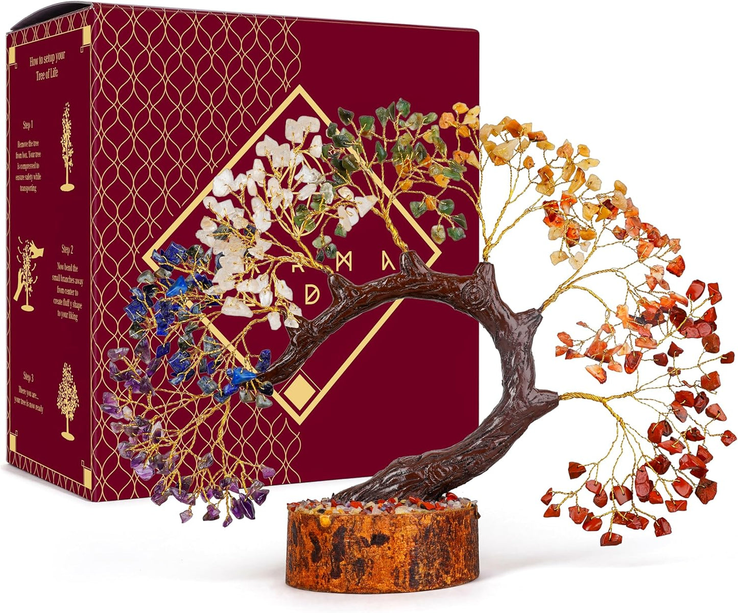 7 Chakra Crystal Tree of Life for Home, Office Desk Decor, Handmade Bonsai Trees for Positive Energy, Money, Good Luck Birthday Gifts for Women, Mom