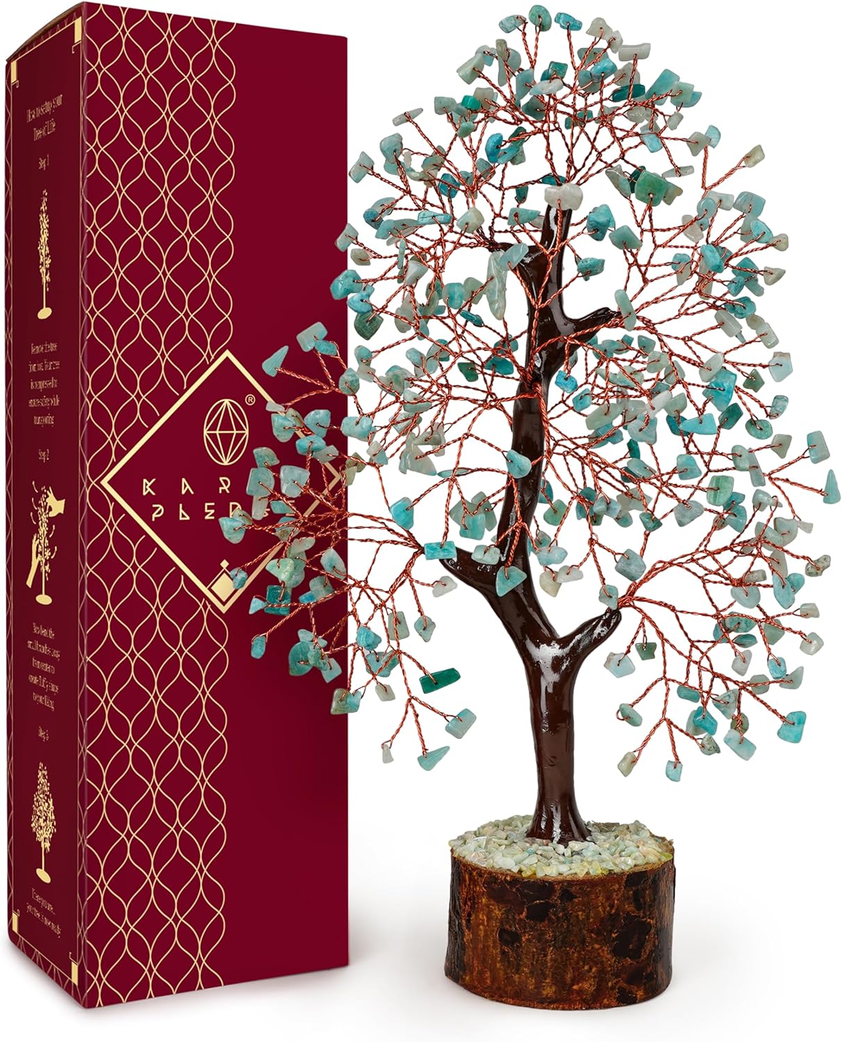 Crystal Tree of Life Amazonite Healing Crystal Trees for Home & Office Decoration, Handmade Crystal Money Bonsai Trees for Positive Energy, Good Luck, Christmas Decor, Birthday Gifts for Women, Mom