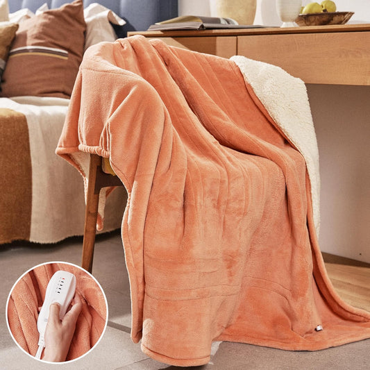 Heated Blanket 50''x60''-Soft and Comfortable Electric Throw,5 Heat Settings and 3H Auto Shut-Off Heating Blanket ETL&FCC Certification Machine Washable (Orange)
