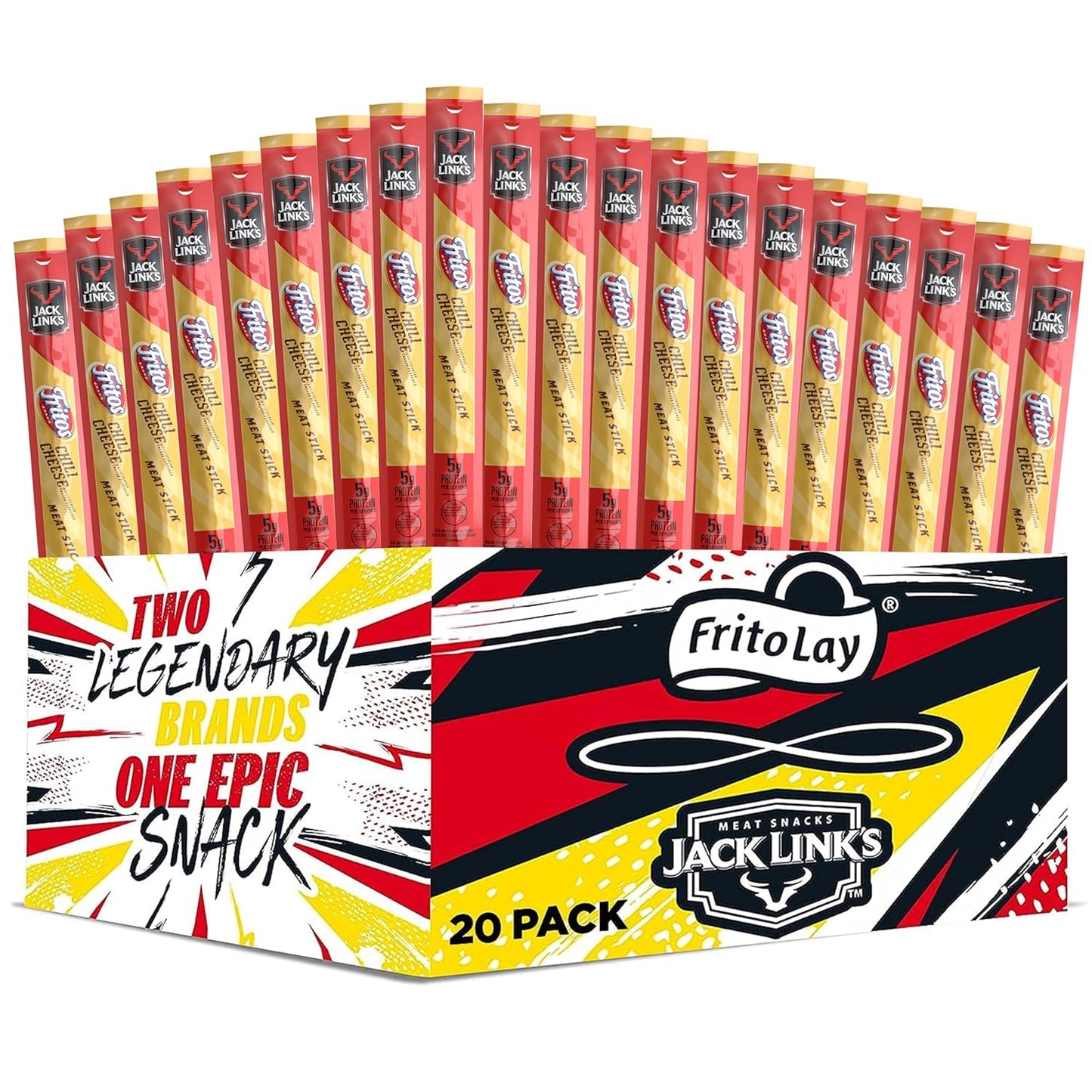 Frito Lay Jack Link’s Fritos Chili Cheese Meat Sticks Straight Pack (Pack of 20)