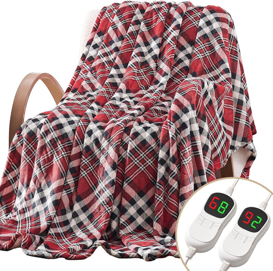 Homemate Electric Blanket Heated Queen Size - 84“x90“ Ultra Soft Cozy Flannel Heating Blanket with 10 Fast Heat Levels 8 Hours Auto Off Over-Heated Protection ETL Certification Keep Warm in Home