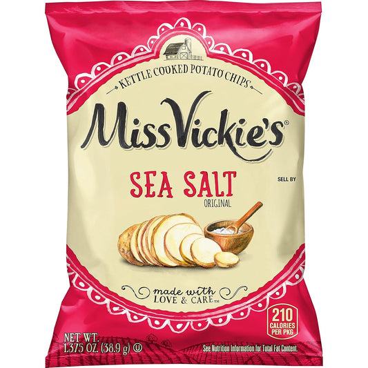 Miss Vickie's Sea Salt Flavored Kettle Cooked Potato Chips, 1.375 Ounce (Pack of 64)