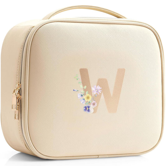 Vlando Gift for Women,Travel Makeup Bags for Women,Birthday Gifts for Friends Initial Sister Birthday Gift Ideas Wedding Gifts(Letter W)