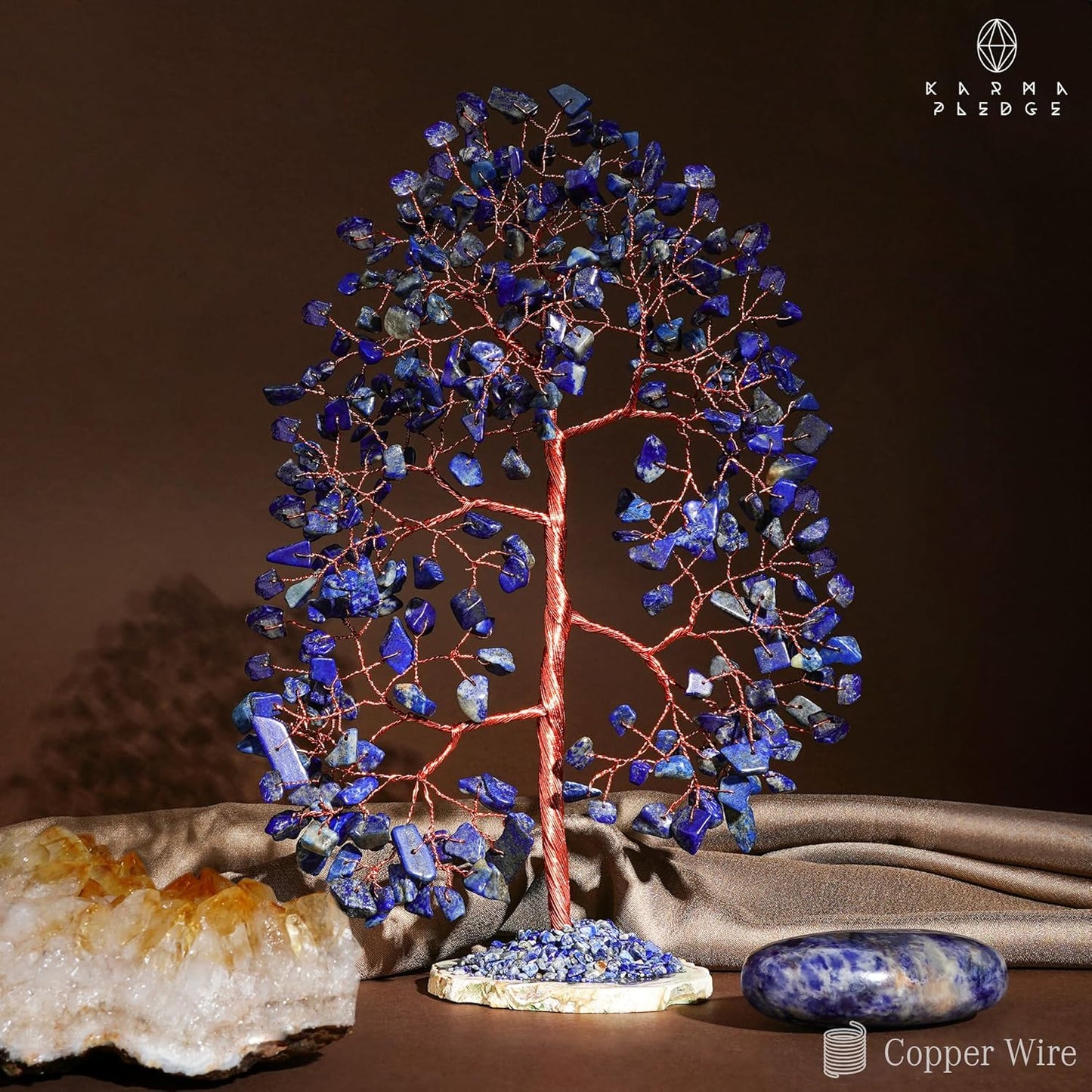 Crystal Trees for Home and Office Decoration, Lapis Lazuli Chakra Healing Crystals Feng Shui Handmade Trees for Positive Energy, Money, Good Luck, Christmas Decor, Birthday Gifts for Women, Mom