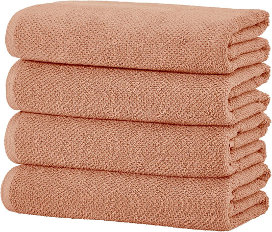 Great Bay Home Pink Bath Towels - 100% Cotton 4 Pack 54x27 Bath Towel Set - Absorbent, Quick-Drying, Durable Towels for Bathroom Decor - Low-Twist, Two-Ply Fibers (Dusty Rose)