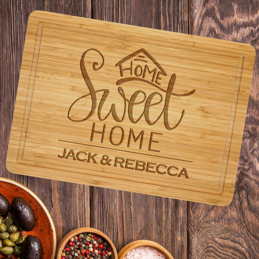 Home Sweet Home Personalized Cutting Board, Customized New Home Housewarming Gift, Homeowner Couple Gift Ideas, Engraved Friendship Gifts, Unique Anniversary Presents for Cook Lover