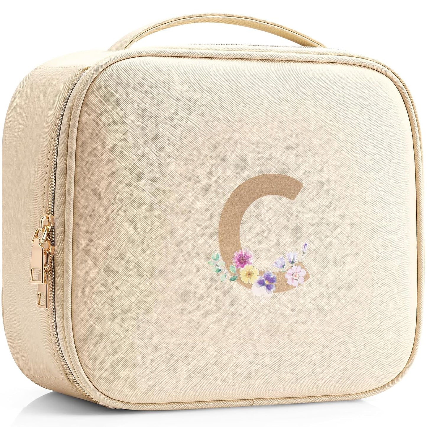 Vlando Monogrammed Bridesmaid Gifts,Initial Makeup Bag for Women,Graduation Gifts for Granddaughter Birthday Gift for Female Bridal Shower Gifts(Letter C)