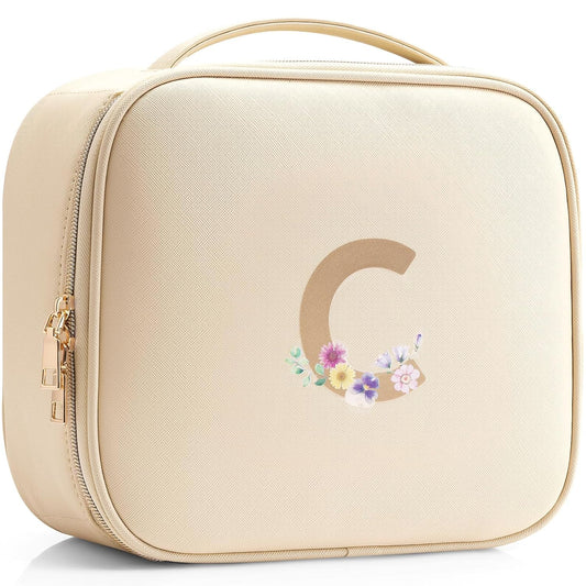 Vlando Monogrammed Bridesmaid Gifts,Initial Makeup Bag for Women,Graduation Gifts for Granddaughter Birthday Gift for Female Bridal Shower Gifts(Letter C)