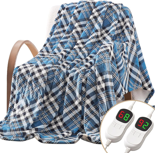 Homemate Electric Blanket Heated Queen Size - 84“x90“ Ultra Soft Cozy Flannel Heating Blanket with 10 Fast Heat Levels 8 Hours Auto Off Over-Heated Protection ETL Certification Keep Warm in Home