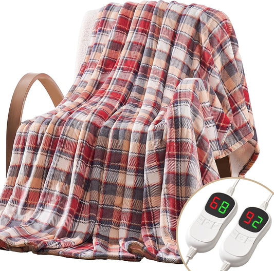 Homemate Electric Blanket Heated Throw - 84x90 Ultra Soft Cozy Flannel Heating Blanket with 10 Fast Heat Levels 8 Hours Auto Off Over-Heated Protection ETL Certification Keep Warm in Home Office