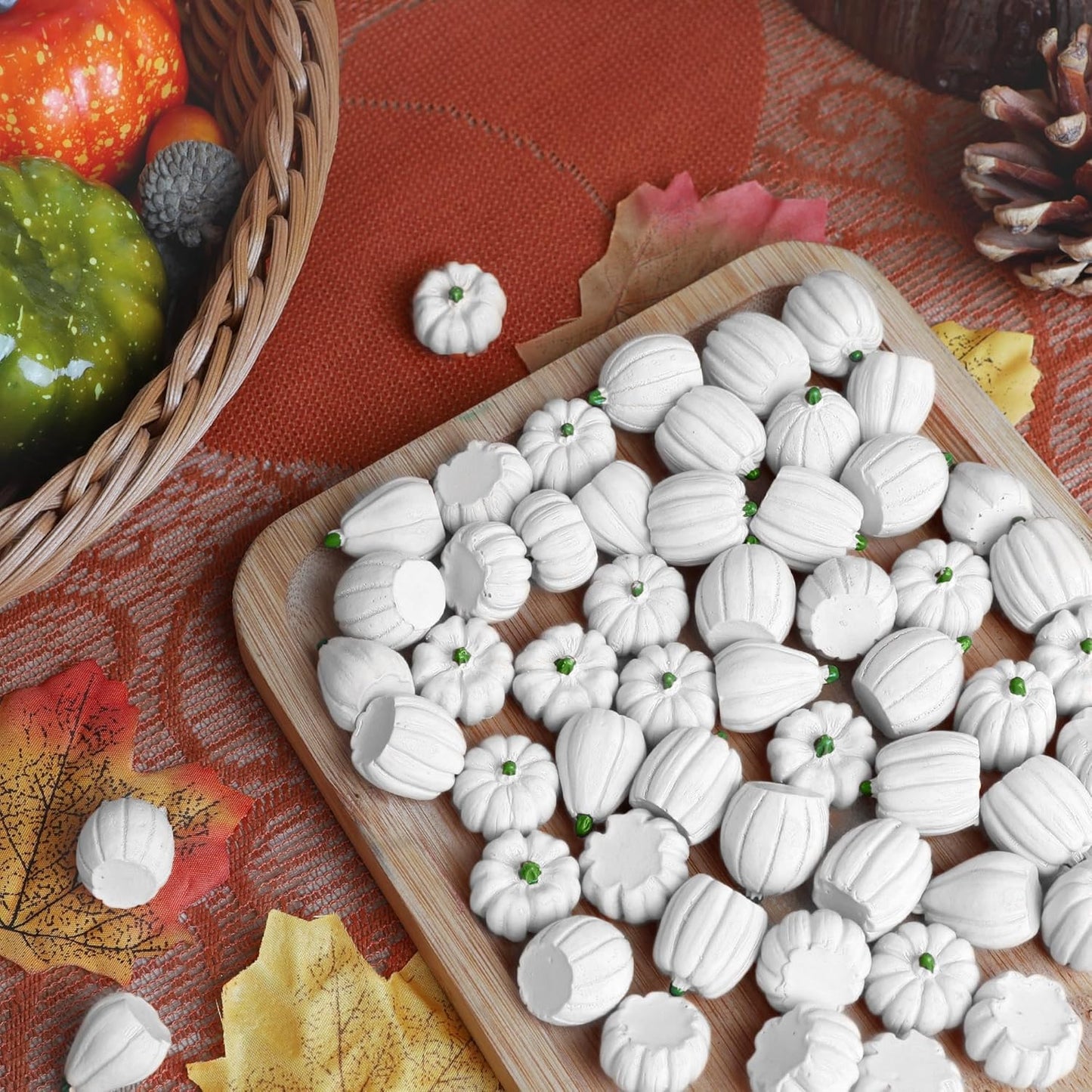 winemana Mini Pumpkins Fall Decorations- 80 Pack Small Fake Pumpkins for Decorating, Thanksgiving Table Centerpieces, Autumn Harvest Home Office Decor, DIY Crafts, Vase Bowls Basket & Fillers (White)