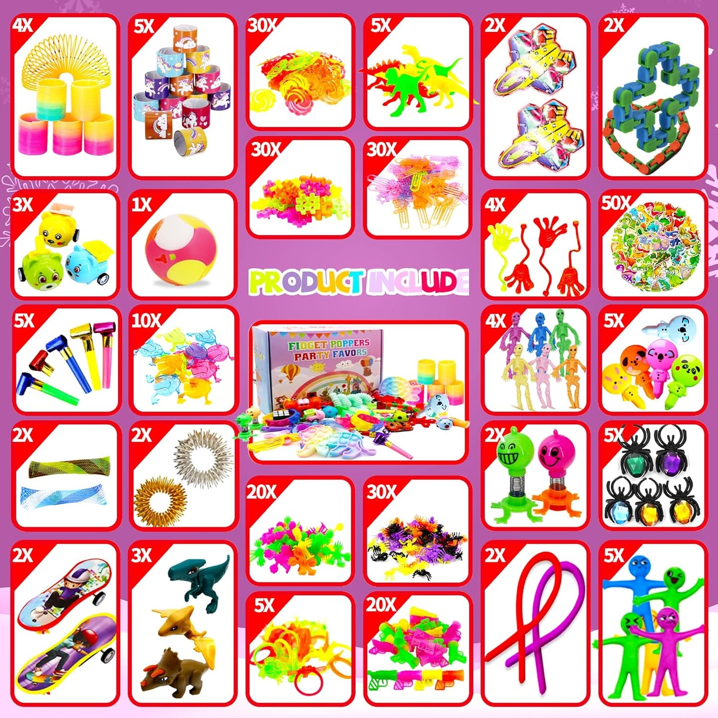 1000+ PCS Party Favors for Kids, Fidget Toys Pack, Birthday Gift,Christmas Stocking Stuffers,Christmas Gift,Treasure Box, Goodie Bag Stuffers, Carnival Prizes,Pinata Filler Sensory Toy for Classroom