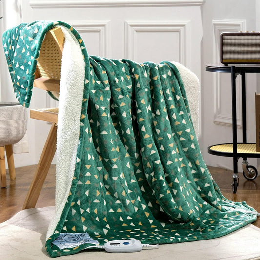 Heated Blanket Throw 50"x60" - Machine Washable Electric Throw Blanket Printed Heated Throw Blanket with ETL & FCC Certification 4 Heating Levels 3 Hours Auto-Off Overheat Protection (Delta)