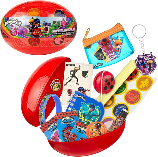 Miraculous 13pc Surprise Miracle Box -Zag Heroez Themed Ladybug and Cat Noir Toys Surprise with Stickers for Kids, Treasure Prizes, Birthday Favors
