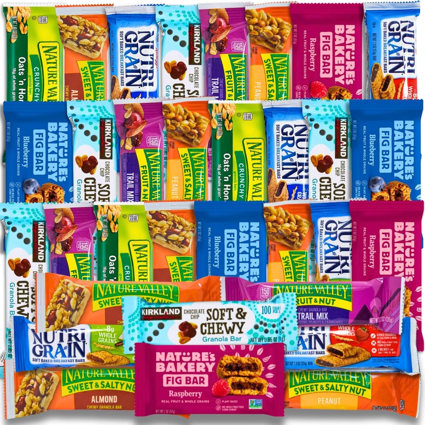 Healthy Snacks Mixed and Assorted Granola Bars Variety Care Pack - Deluxe Box: Fig, Oat, Nut, and Fruit Bars for Adults, Kids, Office, Gifts, and Travel (32 Count)