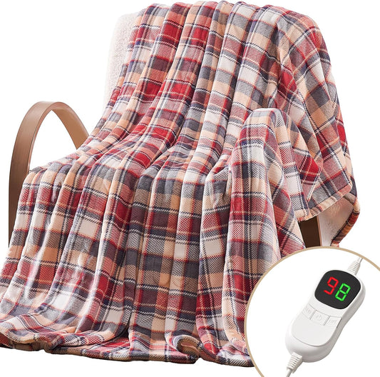 Homemate Electric Blanket Heated Throw - 72x84 Ultra Soft Cozy Flannel Heating Blanket with 10 Fast Heat Levels 8 Hours Auto Off Over-Heated Protection ETL Certification Keep Warm in Home Office