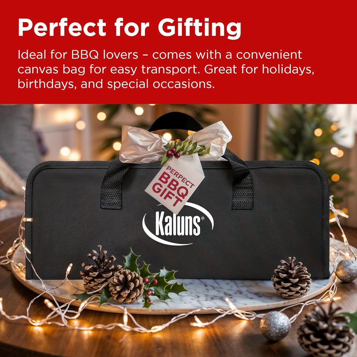Kaluns Grilling Accessories, Dad Gifts for Christmas Grilling Gifts, Heavy Duty Stainless Steel Grill Set BBQ Grill Accessories for Outdoor Grill with Storage Case and Apron, Best Gifts for Men Dad