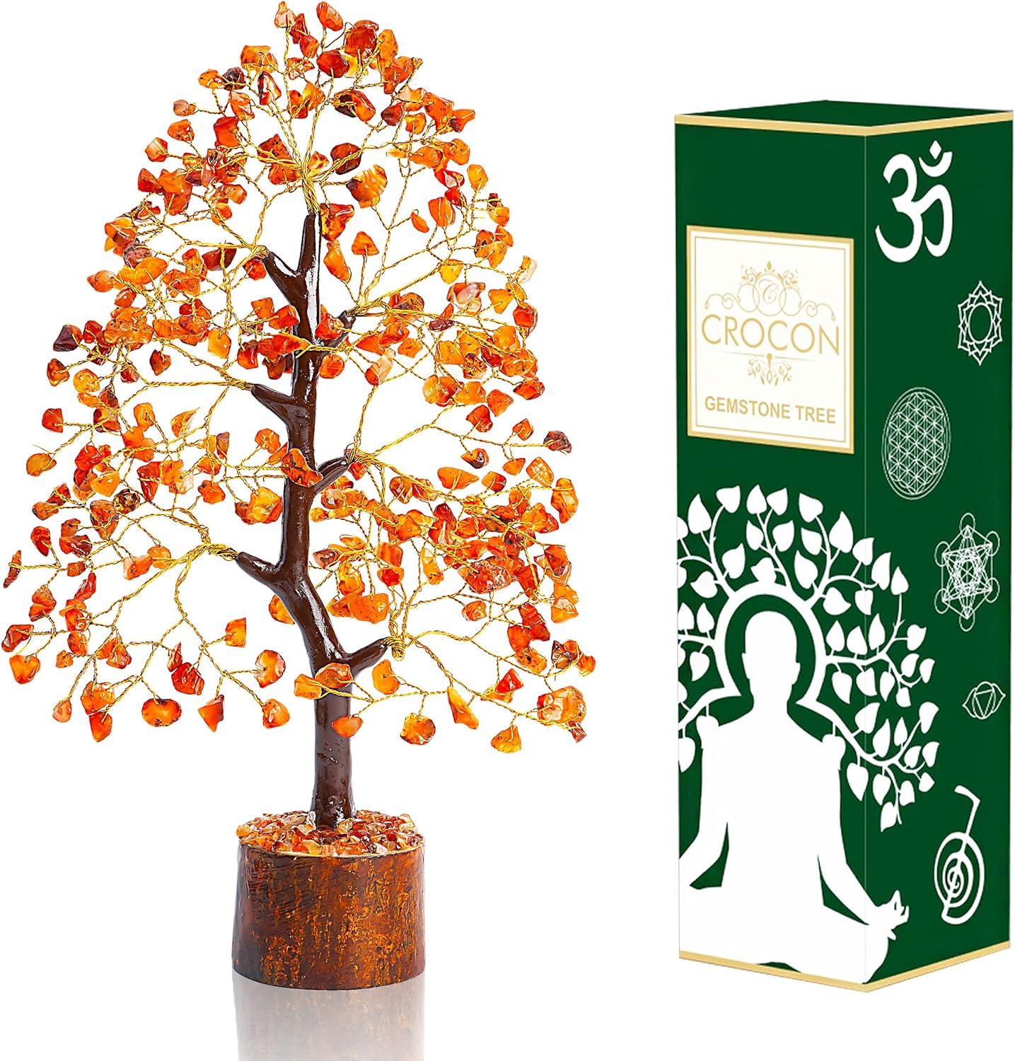 Carnelian Chakra Tree of Life - Crystal for Positive Energy, Handmade Gemstone Feng Shui Decor, Good Luck Money Tree Bonsai - Orange Healing Crystals for Sacral Chakra, Prosperity Gift