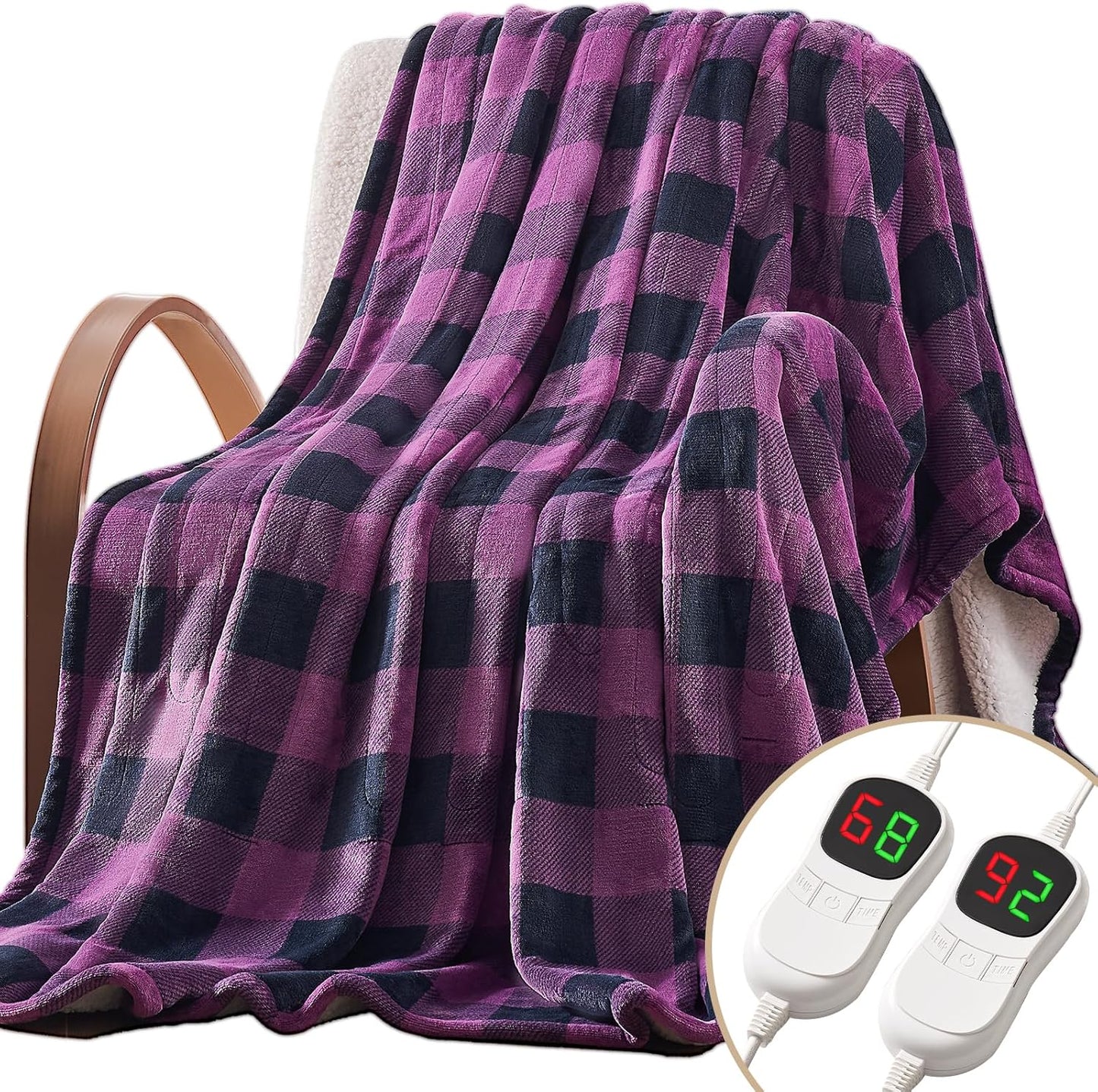 Homemate Electric Blanket Heated King Size - 100“x90“ Ultra Soft Cozy Flannel Heating Blanket with 10 Fast Heat Levels 8 Hours Auto Off Over-Heated Protection ETL Certification Keep Warm in Home