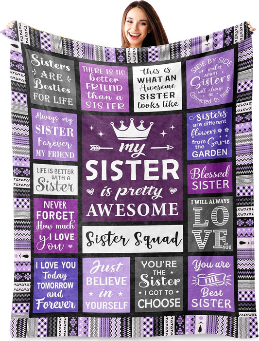 Sister Birthday Gifts, Sister Blanket 60"x50", Sisters Ggifts from Sister, Sister Gifts for Women, Birthday Gifts for Sister, Sister Gifts from Sister, Soul Sister Gifts for Women Throw Blanket